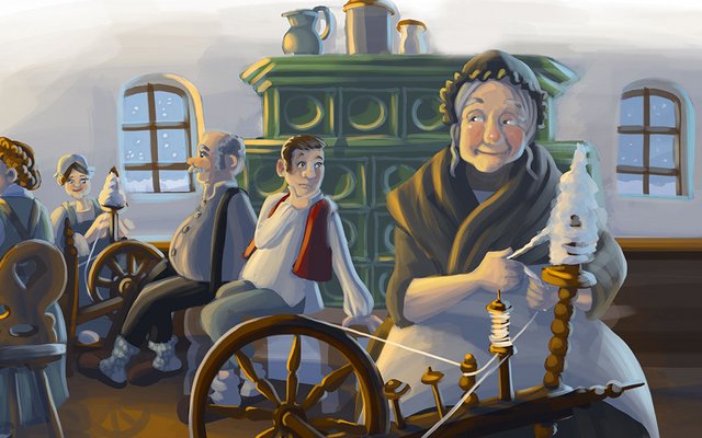 Was ist das Geheimnis der alten Frau am Spinnrad?